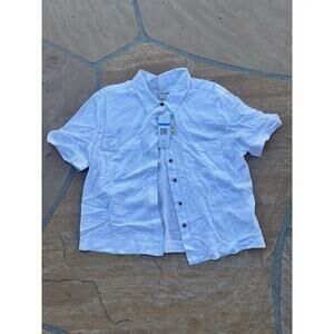 Linen Woman’s Alexander Jordan Short Sleeve Blouse Top Size XL White NWT